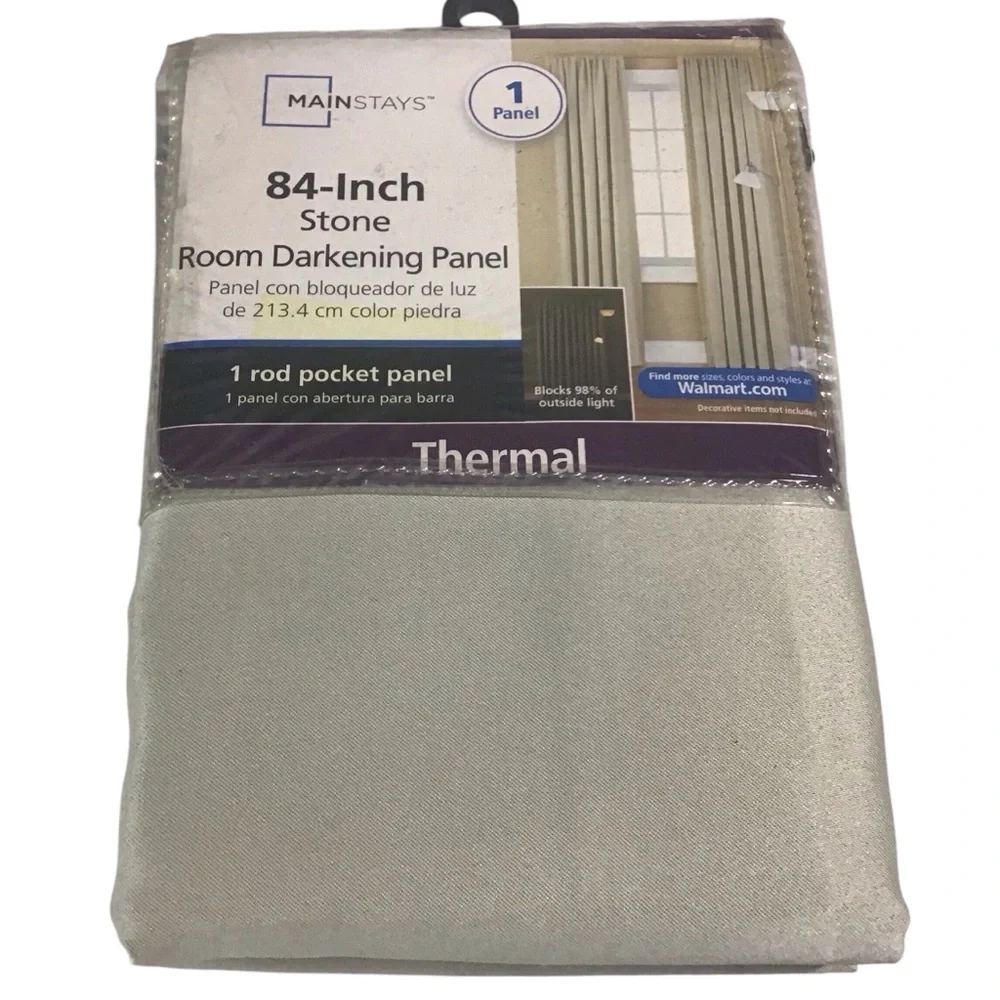 Mainstays Room Darkening Panel Curtain Drape Thermal Stone 84 in 1 Rod